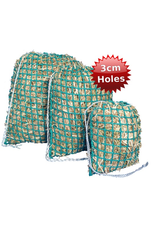 Equipride LARGE SLOW FEED HAY NET GREEDY FEEDER WITH 3 CM OPENING EXTRA SMALL HOLES BLACK